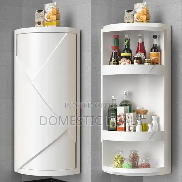 4-Layer Rotatable Bathroom & Kitchen Corner Shelf - 1