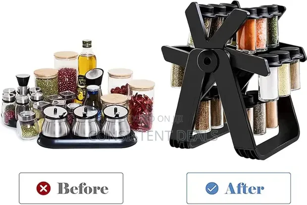 Rotating Spice Rack Organizer with 18 Spice Jars - 1