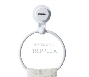 Bathlux White ABS Plastic Circular Towel Holder