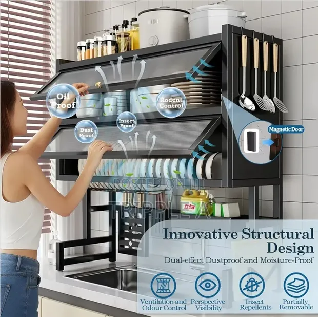 100cm 2-Tier Over-the-Sink Dish Drying Rack - 1