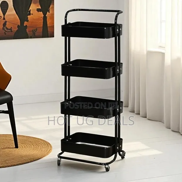 4-Tier Rolling Storage Trolley with Wheels - 1