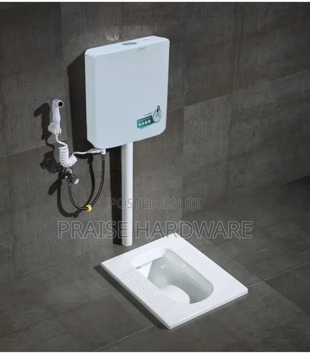 White Squating Toilet and Cistern - 1