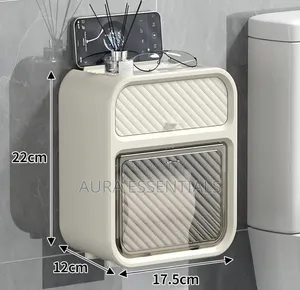 Toilet Paper Holder with Shelf & Drawer