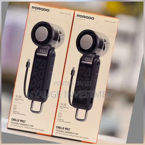 Porodo Chillo Volt Foldable Handheld Turbo Fan with Power Bank - 1