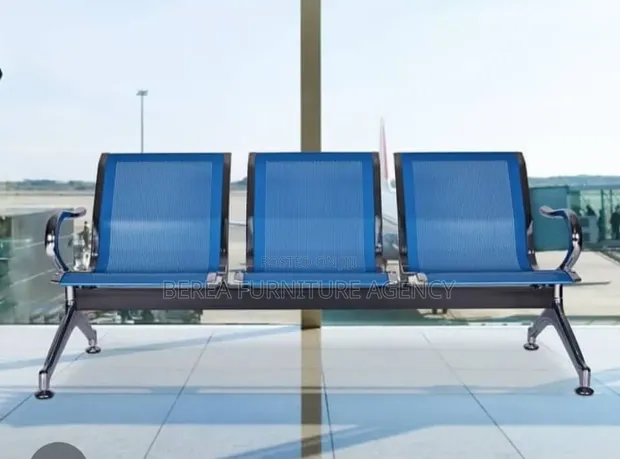 Brand New Blue Three-Seater Waiting Chair - 1