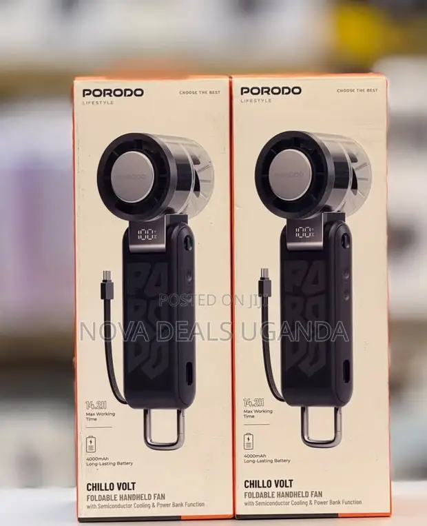 Porodo Lifestyle Chillo Volt Foldable Handheld Fan with Powerbank - 1
