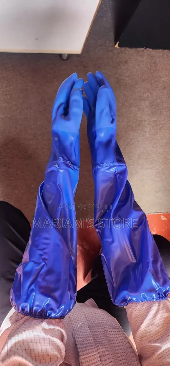Atlas Glove 690 Oil-Resistant PVC Vinyl Sleeve Gloves - Bright Blue - 1