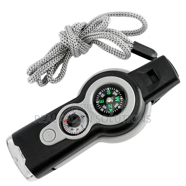 7-in-1 Emergency Survival Whistle with Compass & LED Light - 1