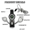 7-in-1 Emergency Survival Whistle with Compass & LED Light - 4