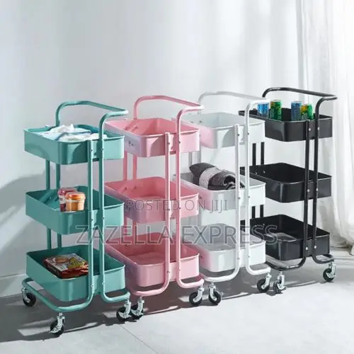 3 Layer Metallic Rolling Utility Cart - 1