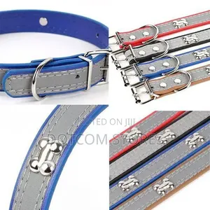 Adjustable Leather Dog Collar - Gray, 64cm Long