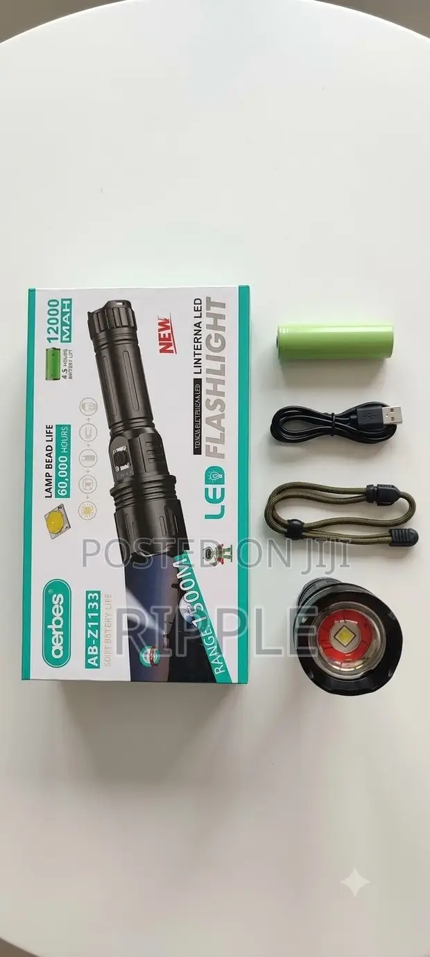 Aerbes AB-Z1133 12000mAh Rechargeable LED Flashlight - 1