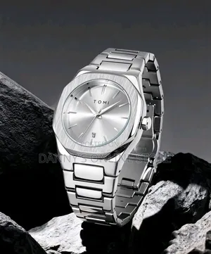 Tomi Men's Octagonal Steel Band Calendar Quartz Watch Gift Set