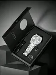 Tomi Men's Octagonal Steel Band Calendar Quartz Watch Gift Set - 2