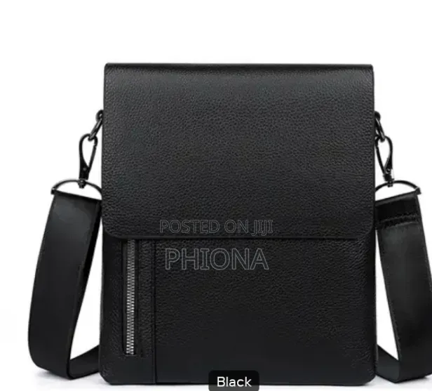 Men's Casual Black Leather Bag - 1