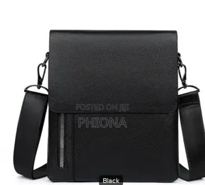 Men's Casual Black Leather Bag