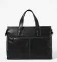 Men's Black Leather Briefcase - 1