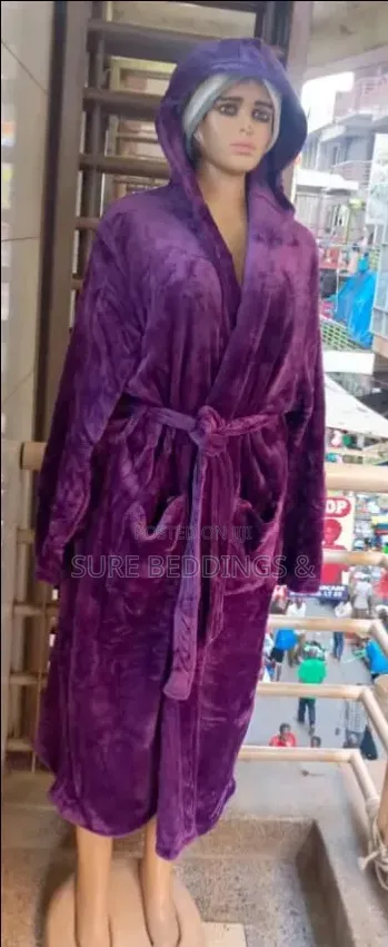 Synthetic Woolen Bathrobes - Pink - 1