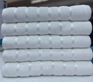 Large Super Collection Towels with Stripes - White
