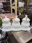 Elegant 3-Piece Ceramic Seasoning Jar Set with Tray & Spoons - 4