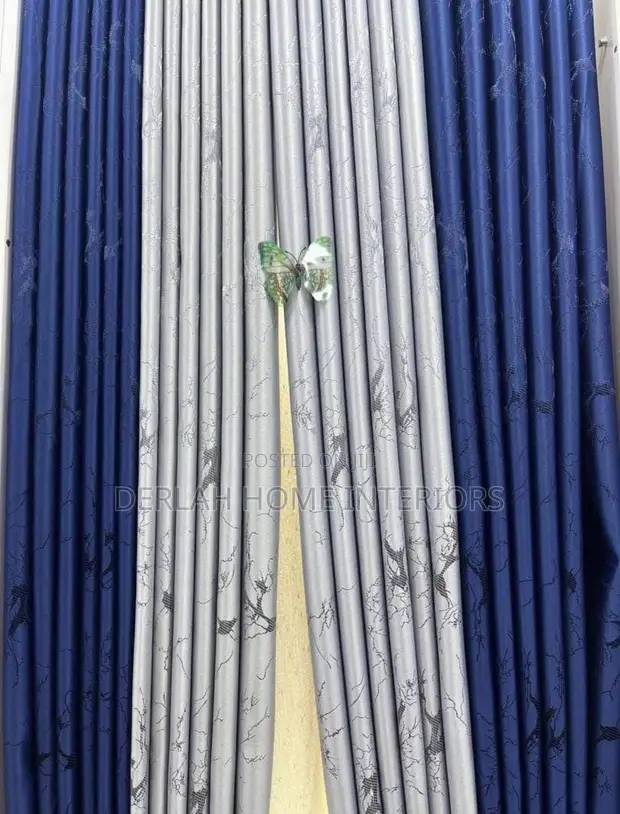 VIP Brand New Room-Darkening Blackout Curtains - Blue/Grey - 1