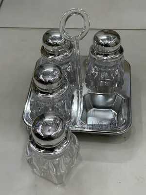 Premium 4-Piece Acrylic Spice Jar Cruet Set with Tray