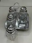 Premium 4-Piece Acrylic Spice Jar Cruet Set with Tray - 1