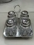 Premium 4-Piece Acrylic Spice Jar Cruet Set with Tray - 3