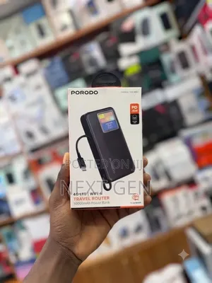 Portable Porodo 4G LTE WiFi 6 Travel Router & 10000mAh Power Bank