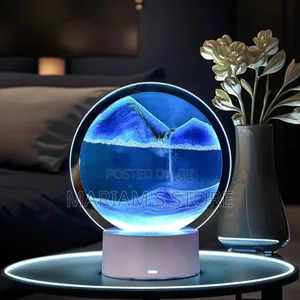 3D Moving Sand Art Desk Lamp - Round Glass Frame