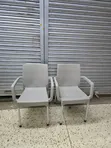 Silver Gray Armchair Plastic Dining Chairs - 1