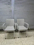 Silver Gray Armchair Plastic Dining Chairs - 2