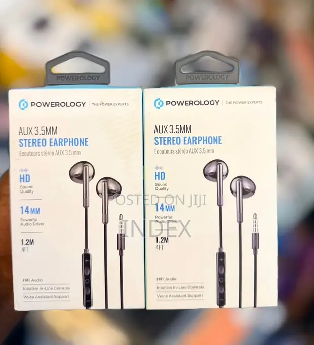Powerology 3.5mm Aux Stereo Earphones with Volume Control - 1