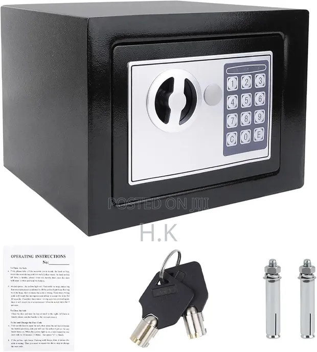Electronic Digital Safe Box with Keypad and Key Lock - 1