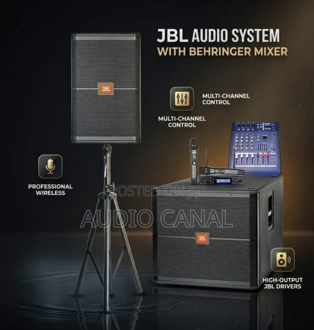 JBL 15" Top Speaker System with Yamaha Amp Mixer - 1