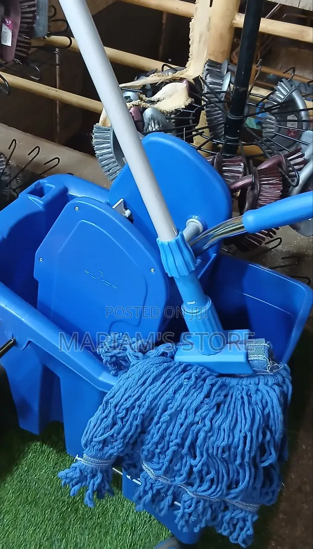 Blue Commercial Mop and Bucket Set - 1