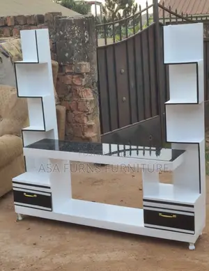 Durable Black and White TV Stand