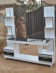 Durable Black and White TV Stand - 1