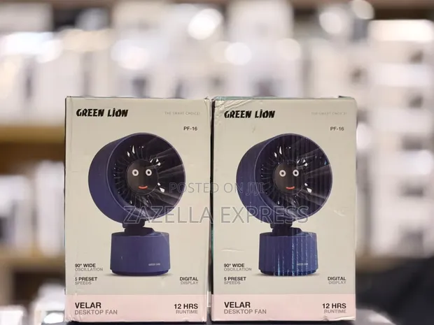 Green Lion Velar Rechargeable Desktop Fan - 5 Speed, 12 Hr Battery - 1