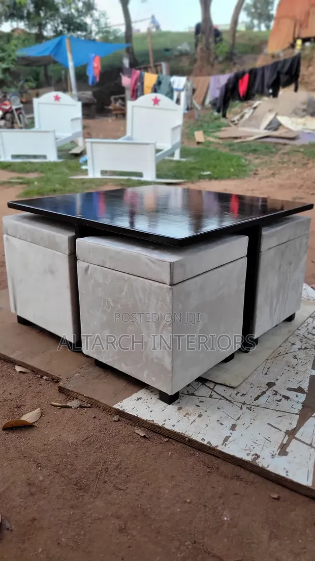 Well Finished Coffee Table with Small Tables - Coffee Brown - 1