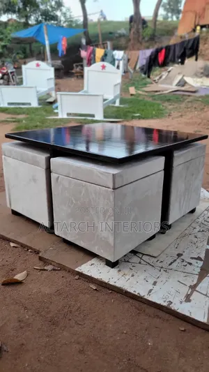 Well Finished Coffee Table with Small Tables - Coffee Brown