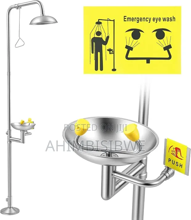 Stainless Steel Emergency Shower with Eye Wash Sink - 1