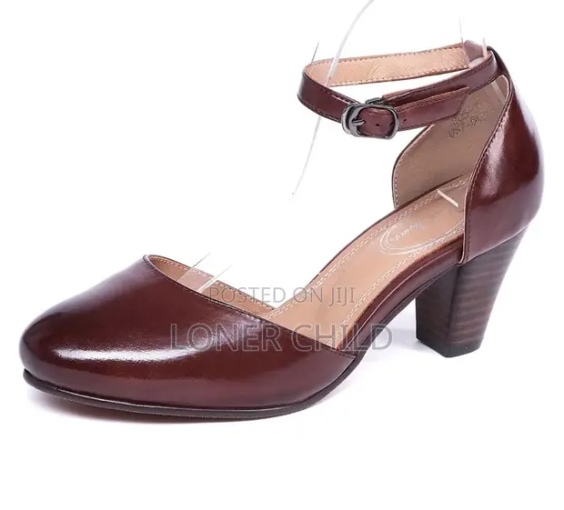 Women's Leather d'Orsay Block Heel Ankle Strap Pumps - 1