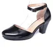 Women's Leather d'Orsay Block Heel Ankle Strap Pumps - 2