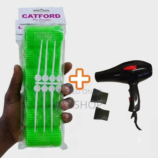 5 Packs Roller Pins + Handheld Hair Dryer - Salon Combo - 1