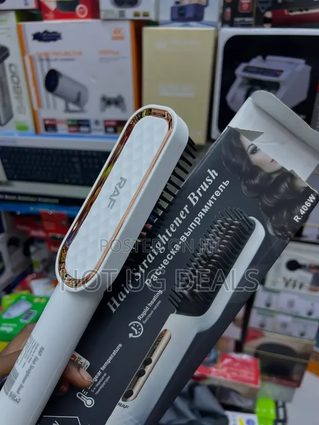 Raf 2-in-1 Hot-Air Hair Styling Comb Straightener Brush - 1