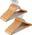 12pcs Wooden Hangers with Natural Finish & Rotating Hook - 2
