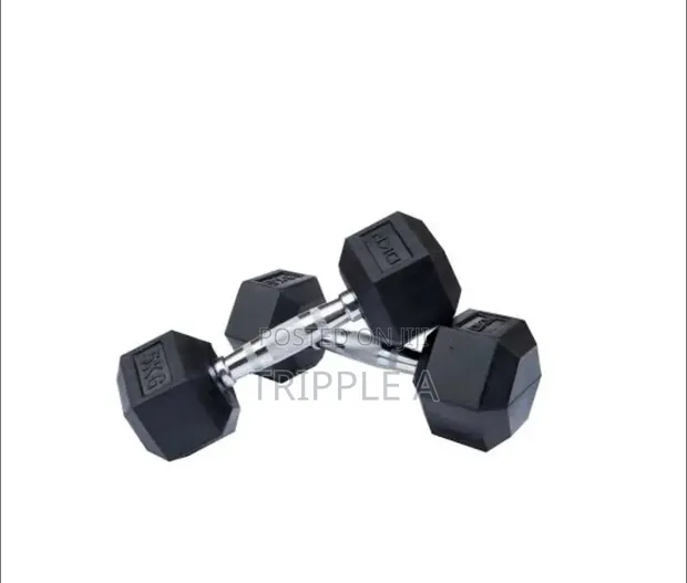 Pair of 5kg Hex Dumbbells - 1
