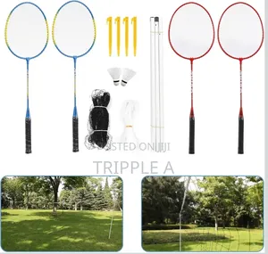 4 Player Badminton Set with Shuttles, Poles, and Net