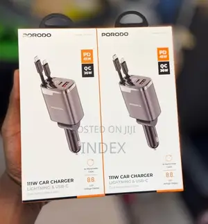 Porodo 111W Car Charger with Lightning & Type-C